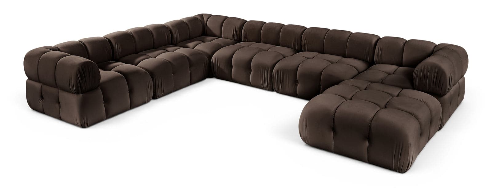 Camden Brown Velvet Performance Fabric Upholstered Sectional, 7-Piece (Style 7) — View 1 (1/3)