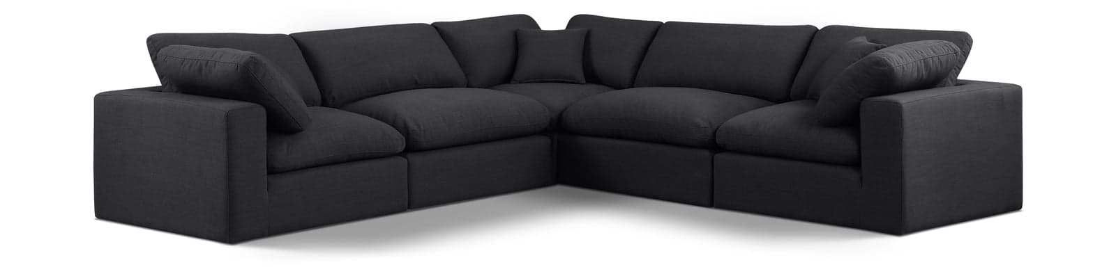 Farrah 119" Black Linen Textured Fabric Upholstered Sectional, 5-Piece — Vista 1 (1/3)