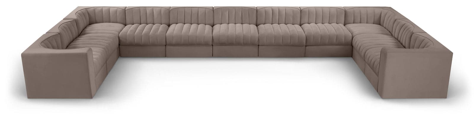 Talia Taupe Velvet Performance Fabric Upholstered Sectional, 11-Piece — Vista 1 (1/3)