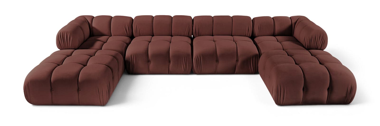 Camden Rose Velvet Performance Fabric Upholstered Sectional, 6-Piece (Style 4) — Vista 1 (1/3)