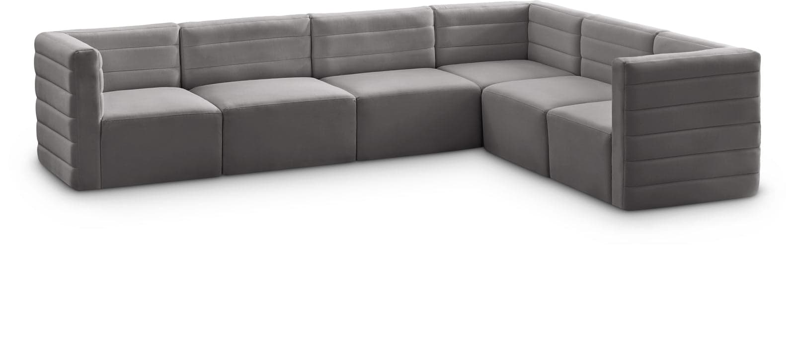 Opal 126" Grey Velvet Upholstered Comfort Sectional, 6-Piece — View 1 (1/3)