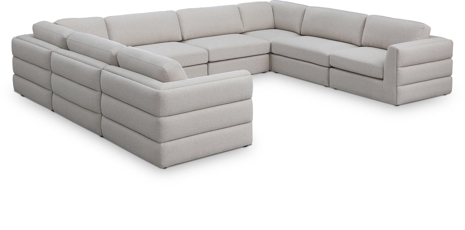 Celeste 152" Beige Linen Textured Fabric Upholstered Sectional, 8-Piece — Vista 1 (1/3)