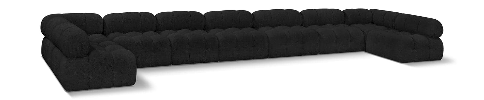 Darcy 204" Black Boucle Fabric Upholstered Sectional, 9-Piece — View 1 (1/3)