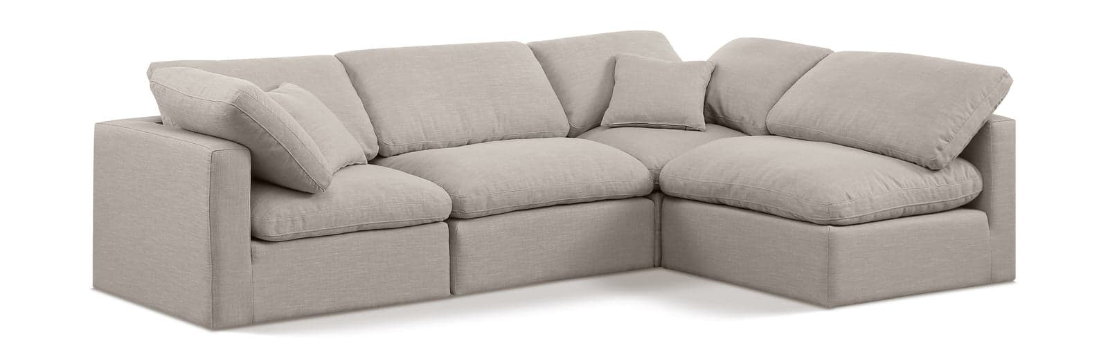 Sloane 105" Linen Textured Fabric Upholstered Sectional, 4-Piece (Style 2) — Vista 1 (1/6)