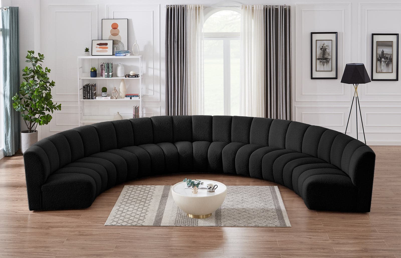 Isolde 178" Black Boucle Fabric Upholstered Sectional, 7-Piece — Vista 1 (1/3)