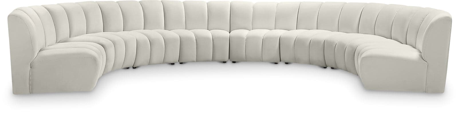 Isolde 178" Cream Velvet Upholstered Sectional, 8-Piece — View 1 (1/3)