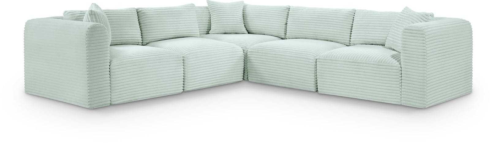 Faye 109" Mint Corduroy Performance Fabric Upholstered Sectional, 5-Piece — View 1 (1/3)