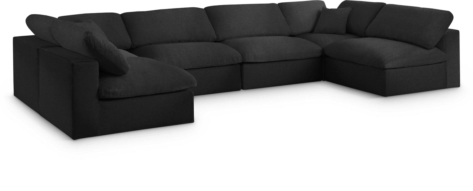 Camden 158" Black Linen Textured Fabric Upholstered Deluxe Comfort Sectional, 6-Piece (Style 3) — View 1 (1/3)