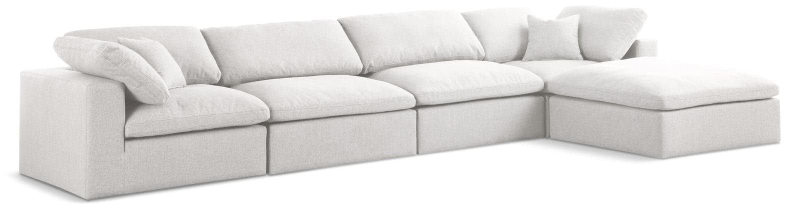 Camden 158" Cream Linen Textured Fabric Upholstered Deluxe Comfort Sectional, 5-Piece — Vista 1 (1/3)