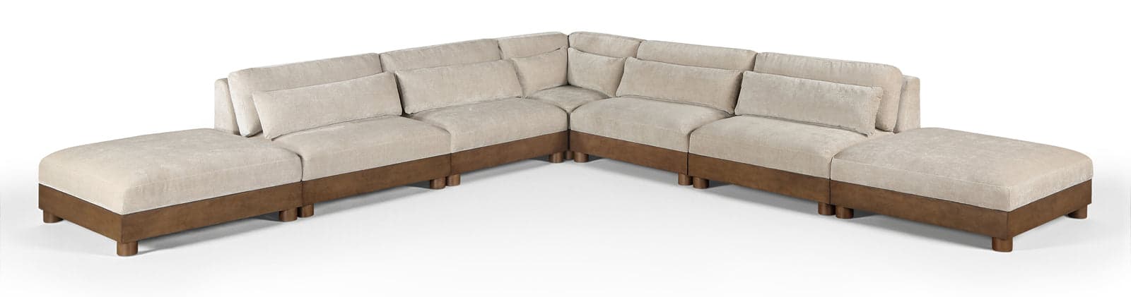 Kira 160" Taupe Chenille Fabric Upholstered Sectional, 7-Piece — Vista 1 (1/3)