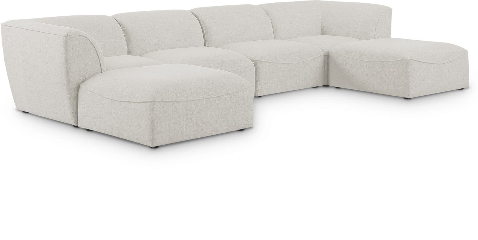 Greer 142" Cream Linen Textured Fabric Upholstered Sectional, 6-Piece — Vista 1 (1/3)