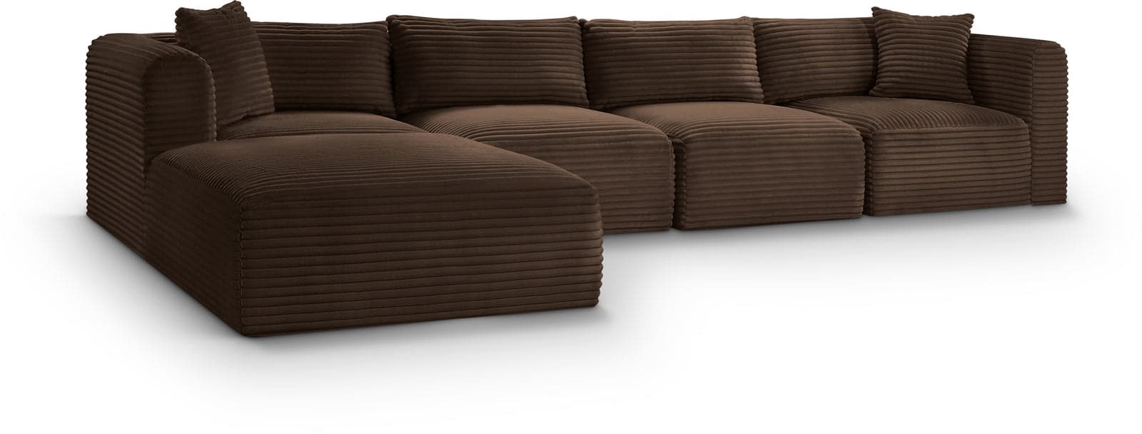 Faye 140" Brown Corduroy Performance Fabric Upholstered Sectional, 5-Piece — Vista 1 (1/3)