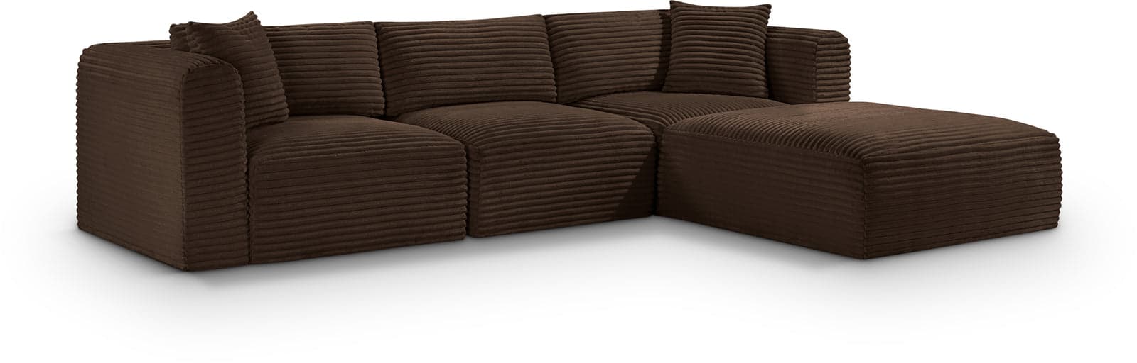 Faye 109" Brown Corduroy Performance Fabric Upholstered Sectional, 4-Piece — Vista 1 (1/3)
