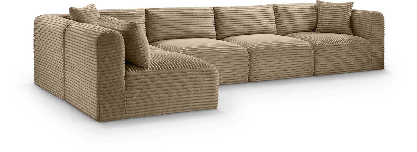 Faye 140" Taupe Corduroy Performance Fabric Upholstered Sectional, 5-Piece (Style 2) — Vista 1 (1/3)