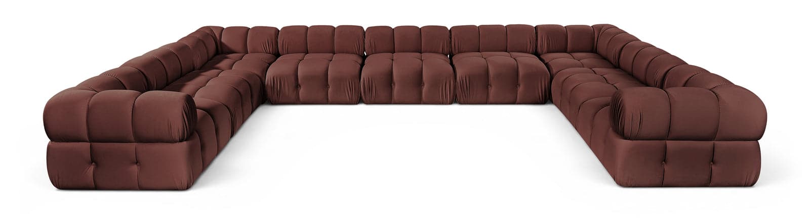 Camden Rose Velvet Performance Fabric Upholstered Sectional, 9-Piece — View 1 (1/3)