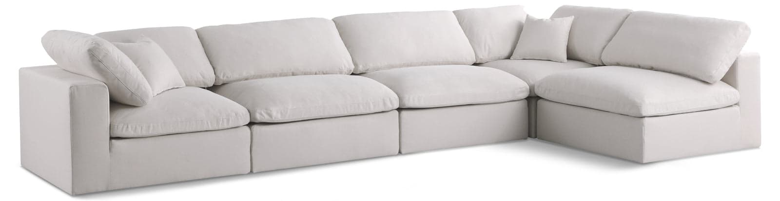 Selene 140" Cream Velvet Upholstered Standard Comfort Sectional, 5-Piece (Style 2) — View 1 (1/3)