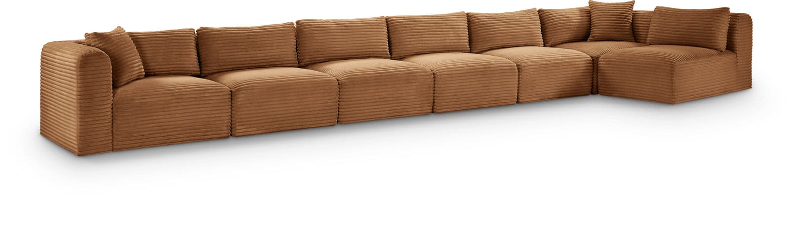 Faye 202" Saddle Corduroy Performance Fabric Upholstered Sectional, 7-Piece — View 1 (1/3)