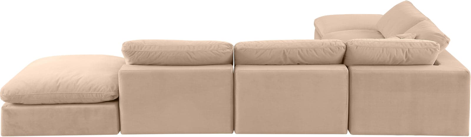 Farrah 157" Beige Velvet Upholstered Sectional, 6-Piece — View 1 (1/3)