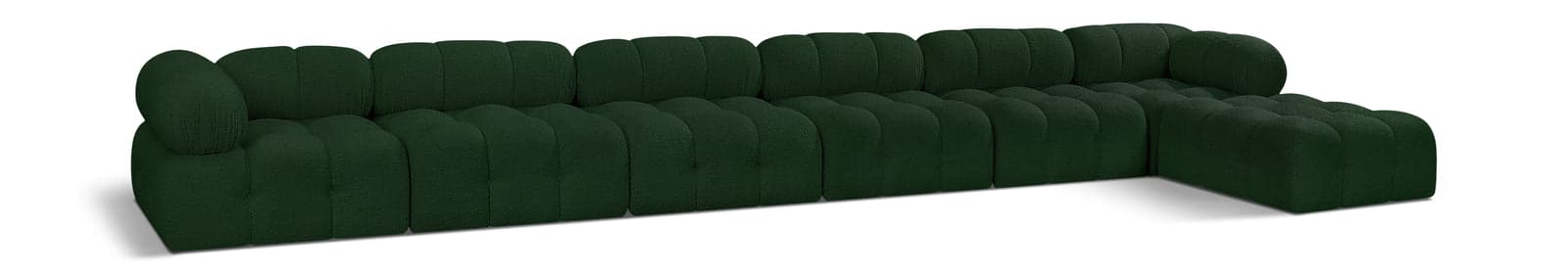 Darcy 204" Green Boucle Fabric Upholstered Sectional, 7-Piece (Style 2) — Vista 1 (1/3)