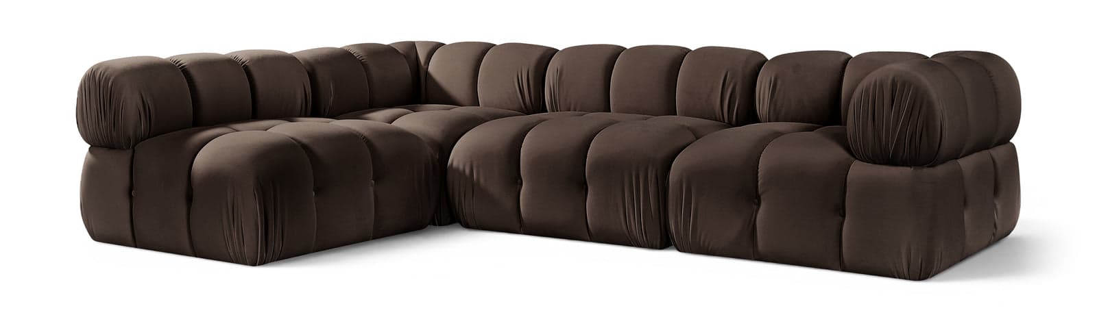 Camden Brown Velvet Performance Fabric Upholstered Sectional, 4-Piece — Vista 1 (1/3)