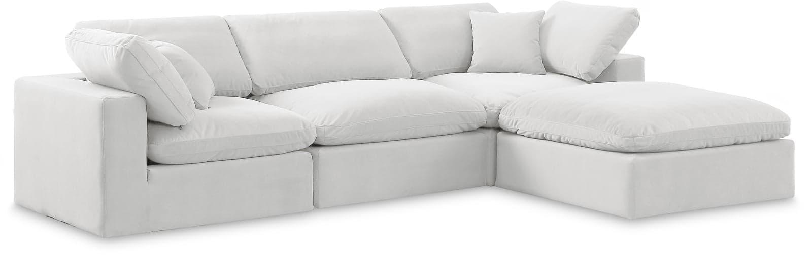 Farrah 119" Cream Velvet Upholstered Sectional, 4-Piece — Vista 1 (1/3)