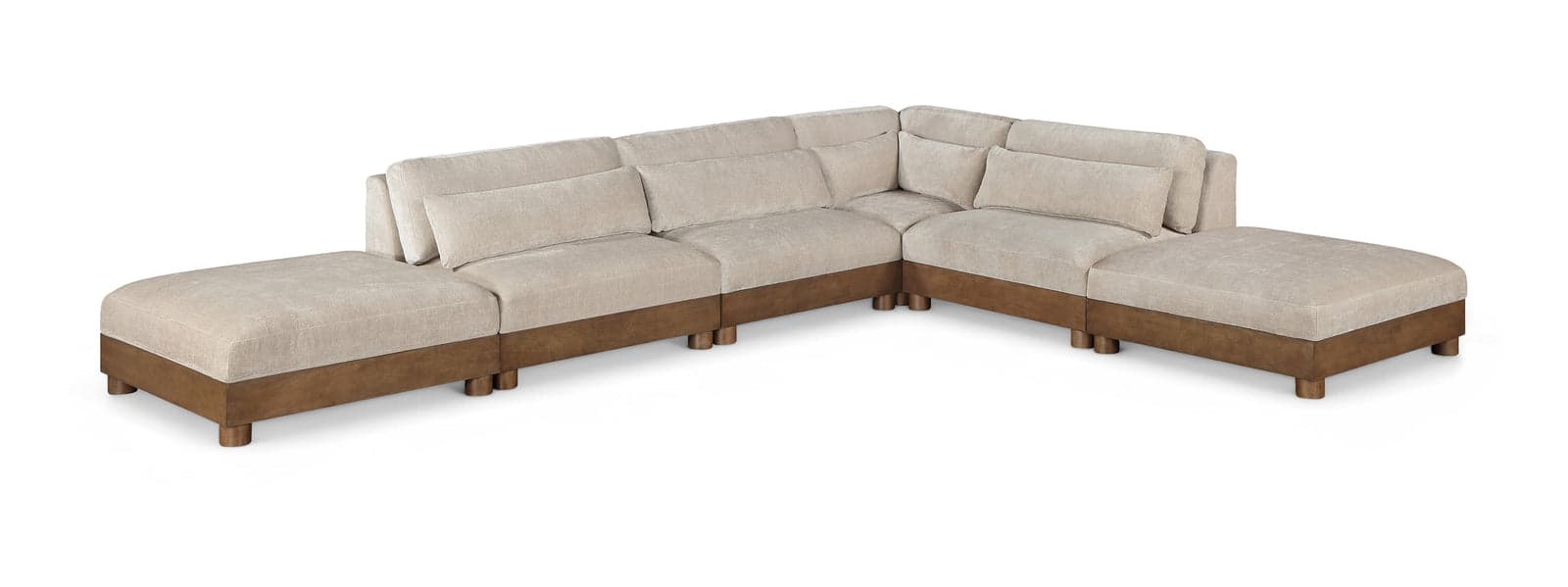 Kira 160" Taupe Chenille Fabric Upholstered Sectional, 6-Piece — Vista 1 (1/3)