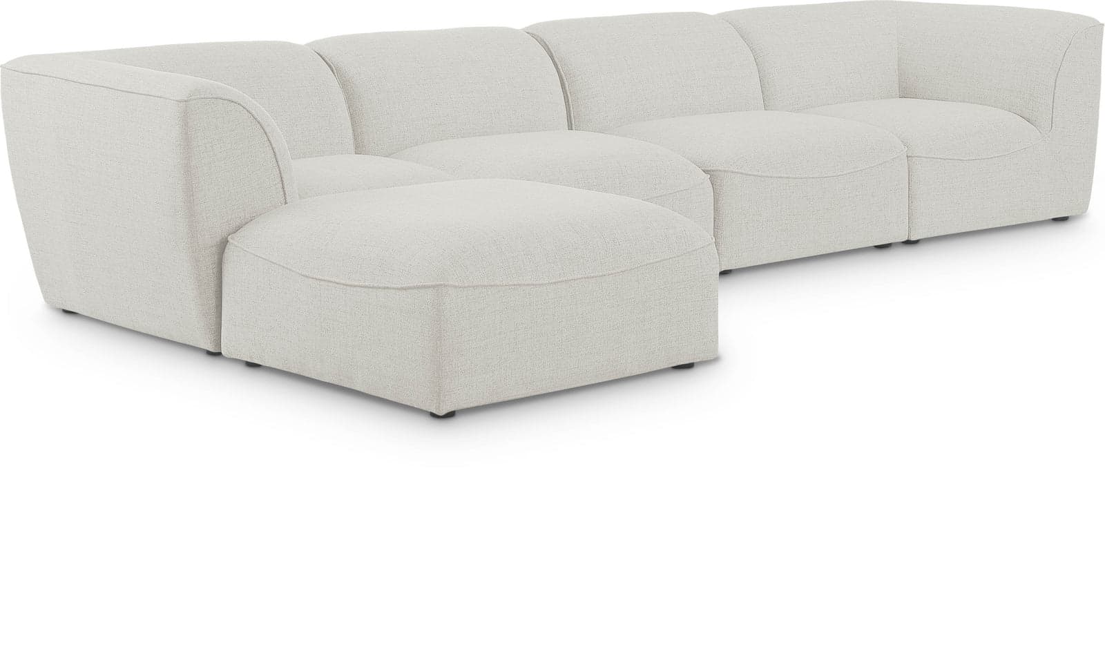 Greer 142" Cream Linen Textured Fabric Upholstered Sectional, 5-Piece — Vista 1 (1/3)