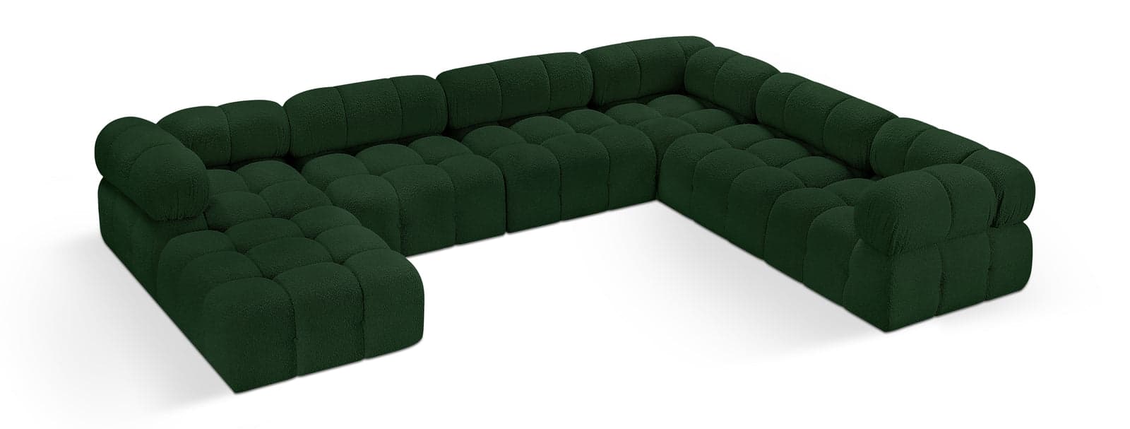 Darcy 136" Green Boucle Fabric Upholstered Sectional, 7-Piece — Vista 1 (1/3)