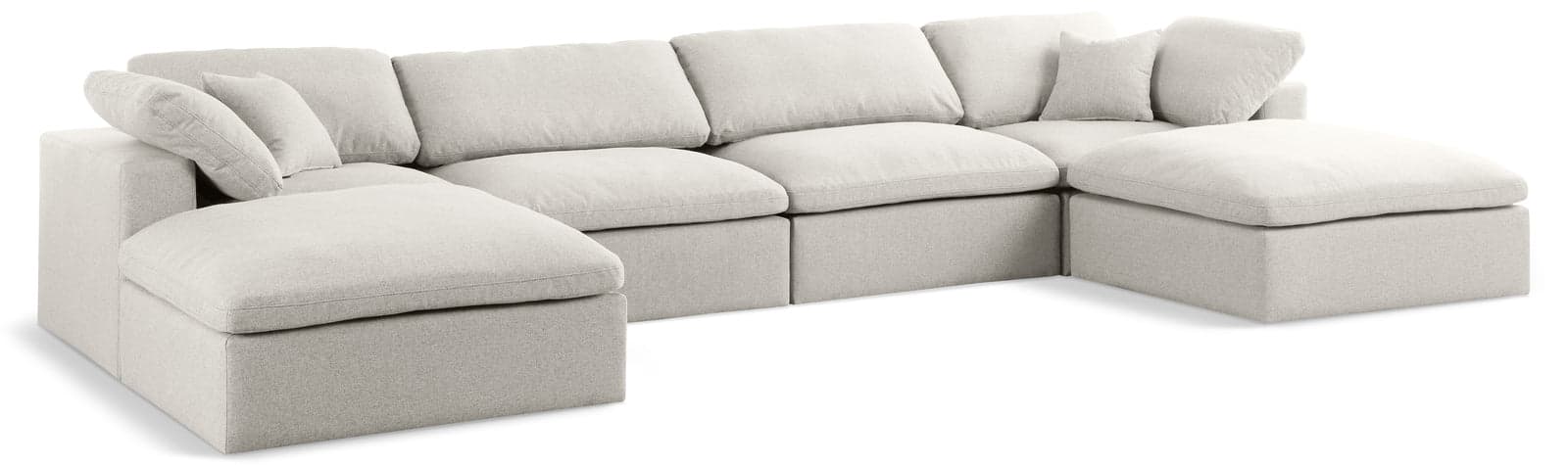 Camden 158" Cream Linen Textured Fabric Upholstered Deluxe Comfort Sectional, 6-Piece (Style 2) — Vista 1 (1/3)