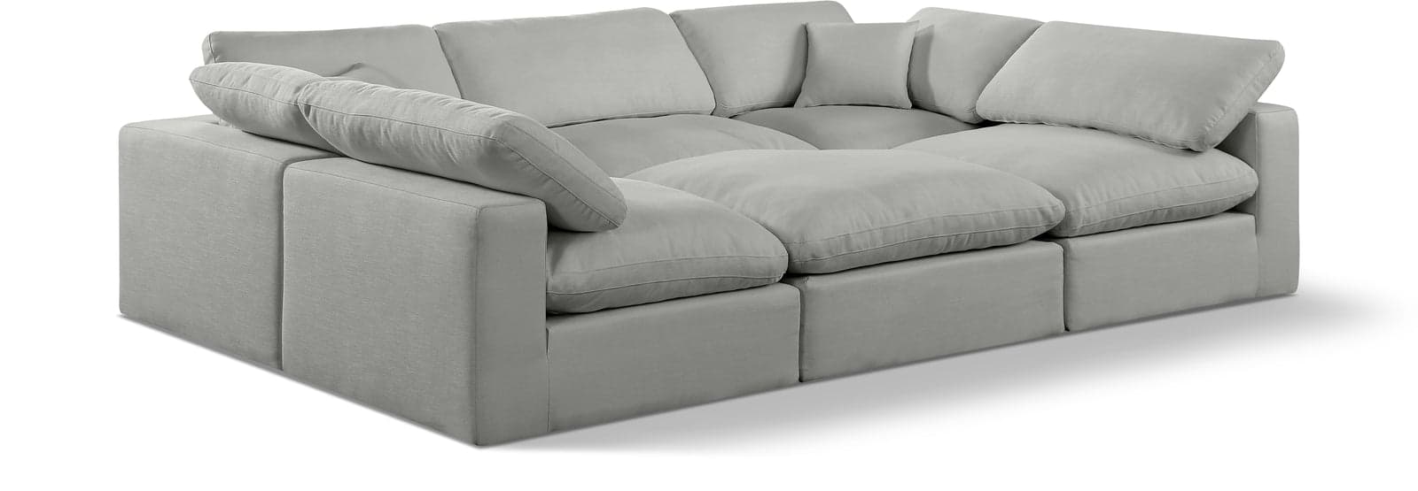 Farrah 119" Grey Linen Textured Fabric Upholstered Sectional, 6-Piece — Vista 1 (1/3)
