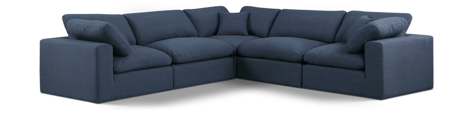 Farrah 119" Navy Linen Textured Fabric Upholstered Sectional, 5-Piece — Vista 1 (1/3)