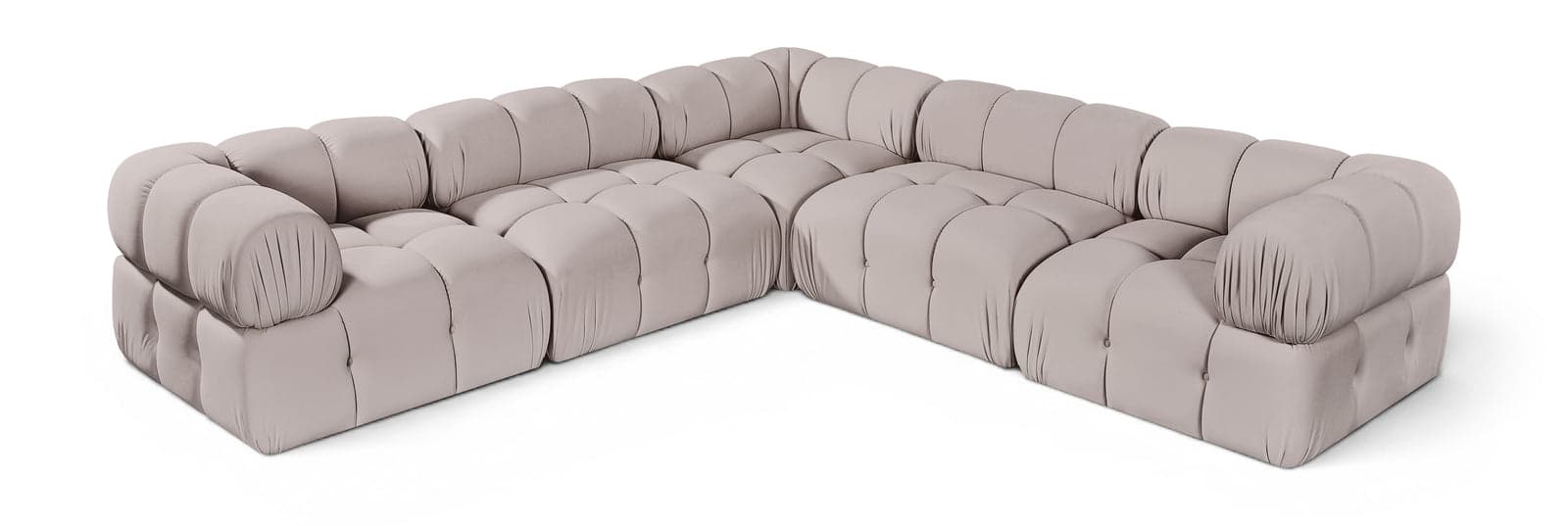 Camden Beige Velvet Performance Fabric Upholstered Sectional, 5-Piece (Style 3) — View 1 (1/3)