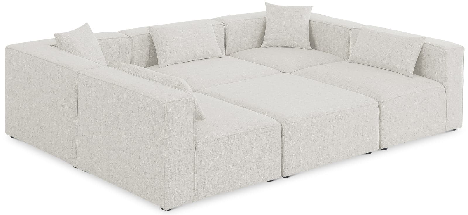 Farrah 108" Cream Fabric Upholstered Sectional, 6-Piece — View 1 (1/3)