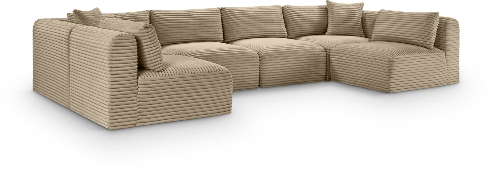 Faye 140" Taupe Corduroy Performance Fabric Upholstered Sectional, 6-Piece (Style 2) — Vista 1 (1/3)