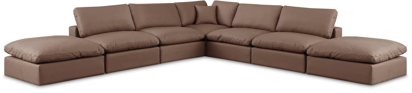 Farrah 157" Brown Vegan Leather Upholstered Sectional, 7-Piece — Vista 1 (1/3)