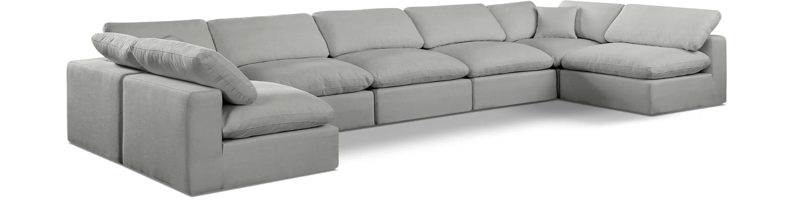 Farrah 197" Grey Linen Textured Fabric Upholstered Sectional, 7-Piece — View 1 (1/3)