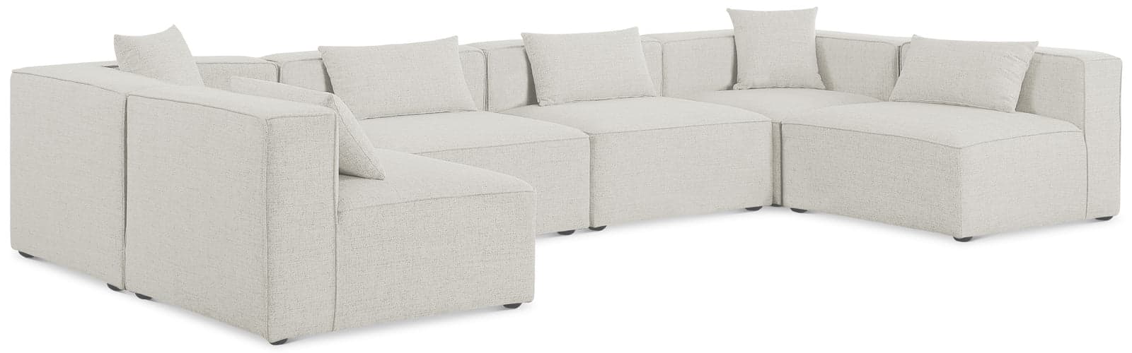 Farrah 144" Cream Fabric Upholstered Sectional, 6-Piece (Style 3) — View 1 (1/3)