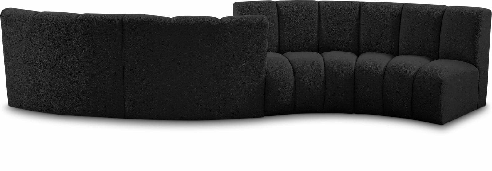 Isolde 154" Black Boucle Fabric Upholstered Sectional, 4-Piece — Vista 1 (1/3)
