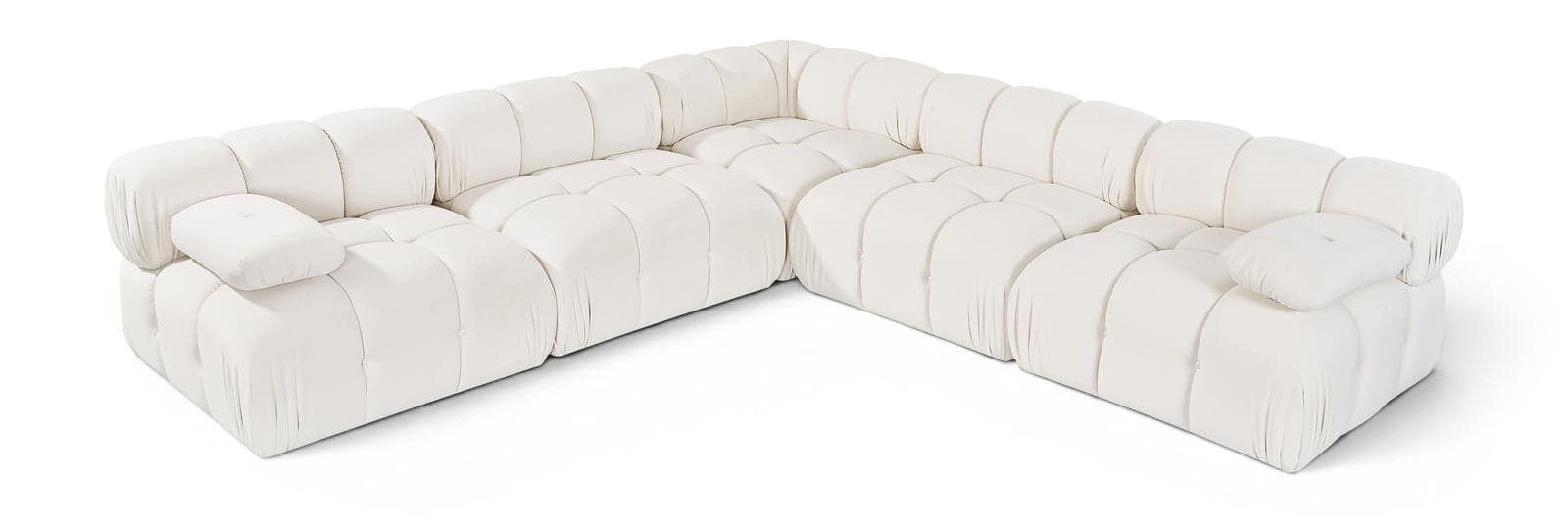 Camden Cream Velvet Performance Fabric Upholstered Sectional, 5-Piece (Style 2) — Vista 1 (1/3)