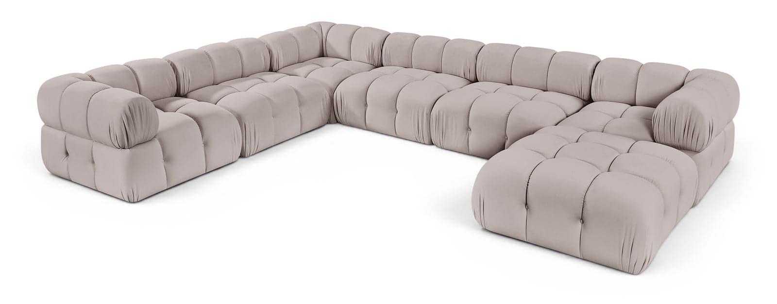 Camden Beige Velvet Performance Fabric Upholstered Sectional, 7-Piece (Style 7) — View 1 (1/3)