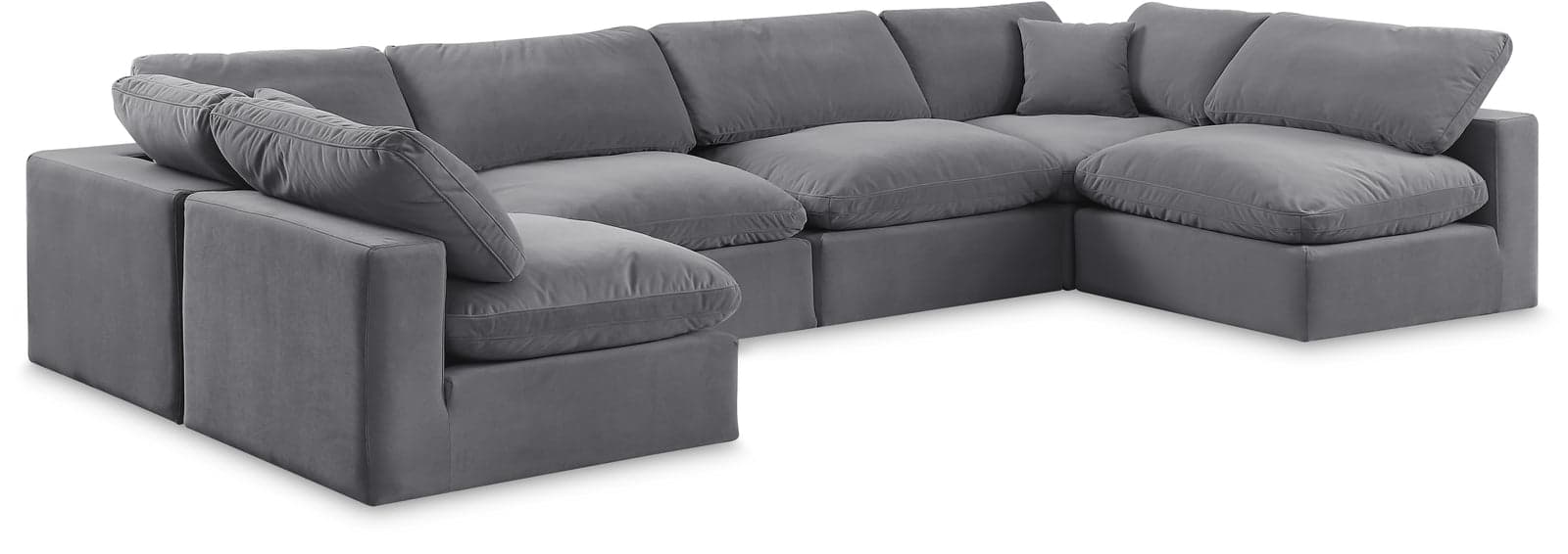 Farrah 158" Grey Velvet Upholstered Sectional, 6-Piece (Style 3) — View 1 (1/3)