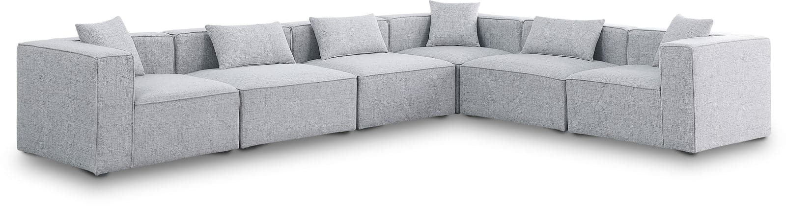 Farrah 144" Grey Fabric Upholstered Sectional, 6-Piece — Vista 1 (1/3)