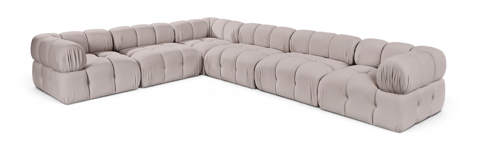 Camden Beige Velvet Performance Fabric Upholstered Sectional, 6-Piece — View 1 (1/3)