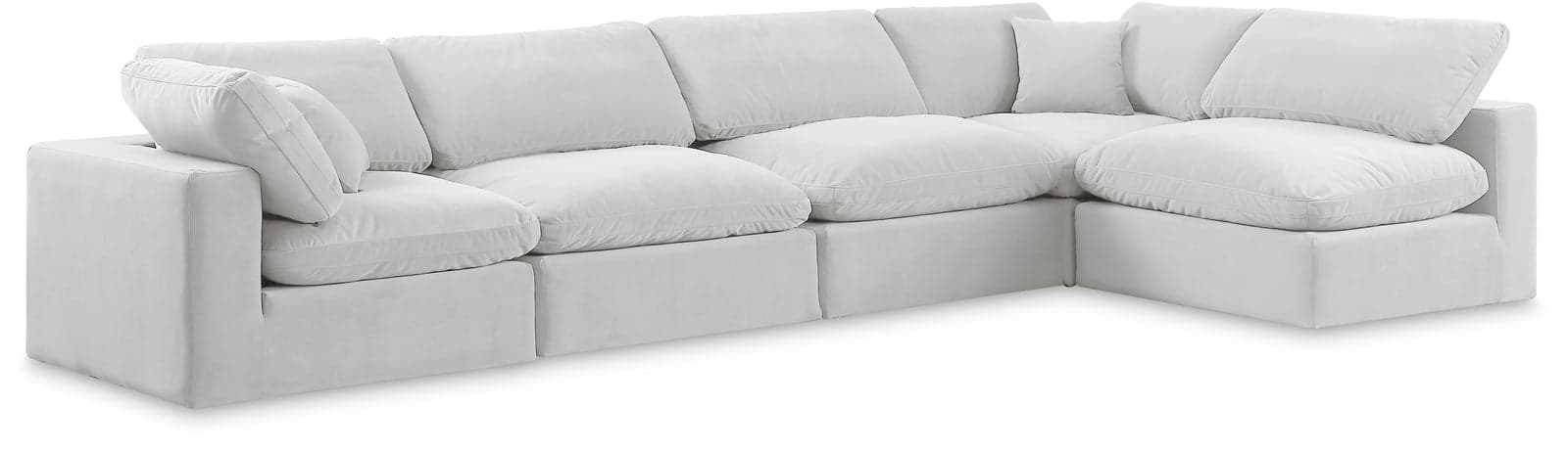 Farrah 158" Cream Velvet Upholstered Sectional, 5-Piece (Style 2) — View 1 (1/3)