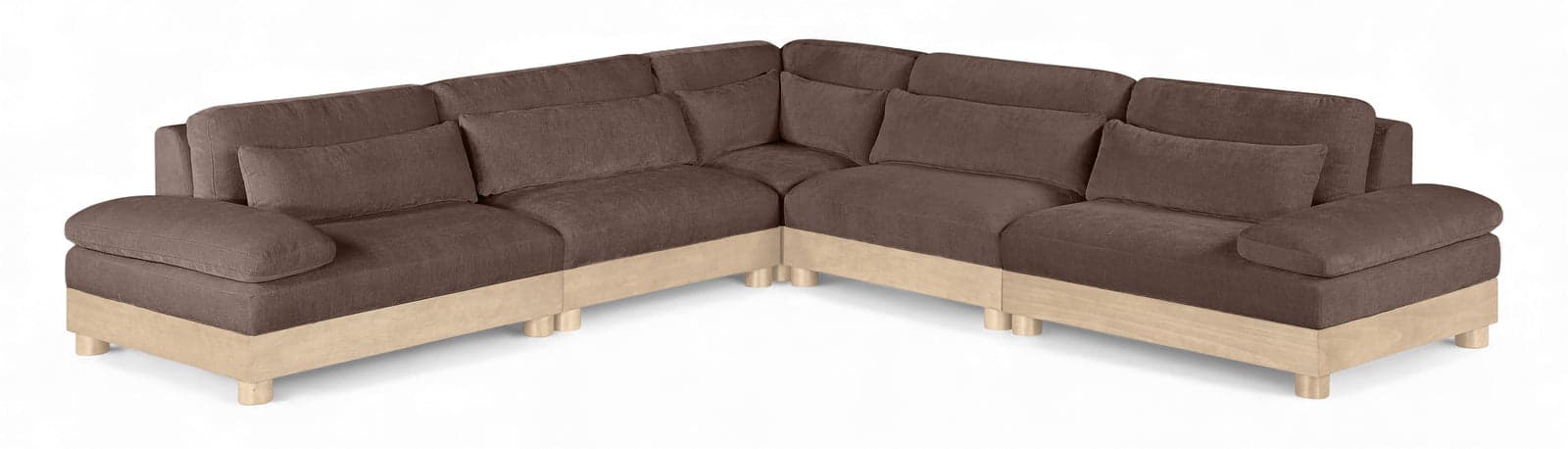 Kira 127.75" Brown Chenille Fabric Upholstered Modular Sectional, 5-Piece — Vista 1 (1/3)