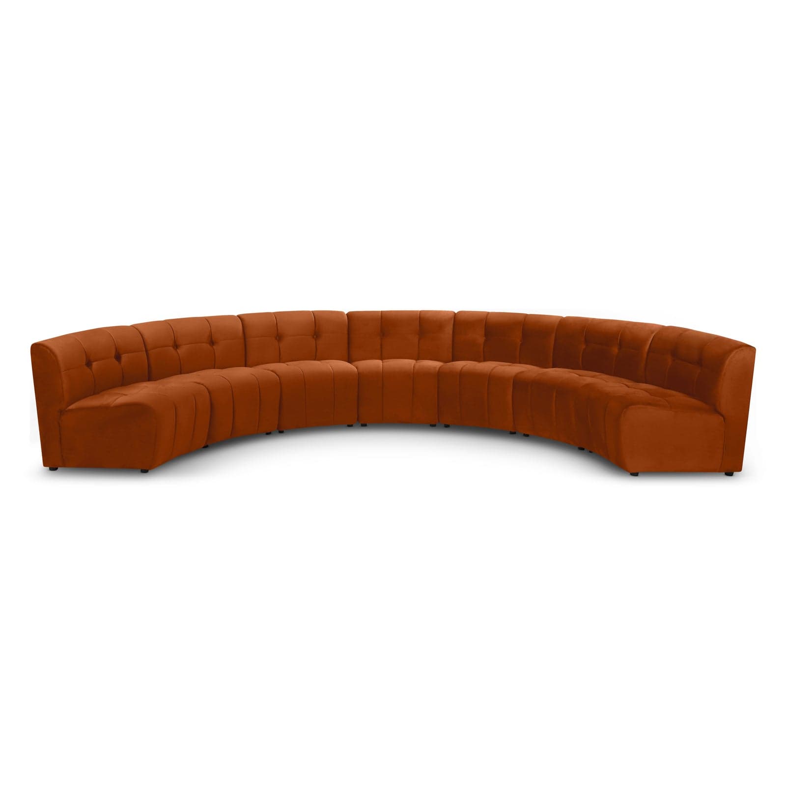 Kira 169.5" Cognac Velvet Upholstered Sectional, 7-Piece — Vista 1 (1/3)