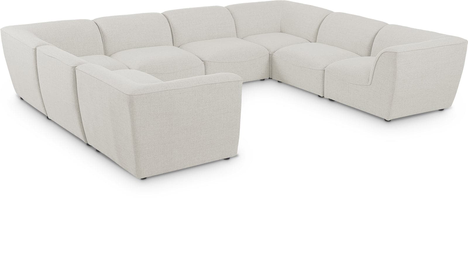 Greer 142" Cream Linen Textured Fabric Upholstered Sectional, 8-Piece — Vista 1 (1/3)