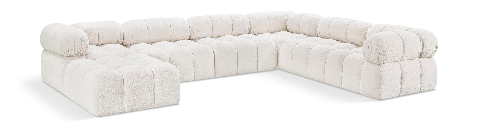 Darcy 136" Cream Boucle Fabric Upholstered Sectional, 7-Piece — Vista 1 (1/3)