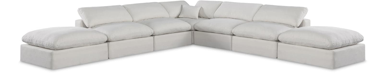 Farrah 157" Cream Linen Textured Fabric Upholstered Sectional, 7-Piece — Vista 1 (1/3)