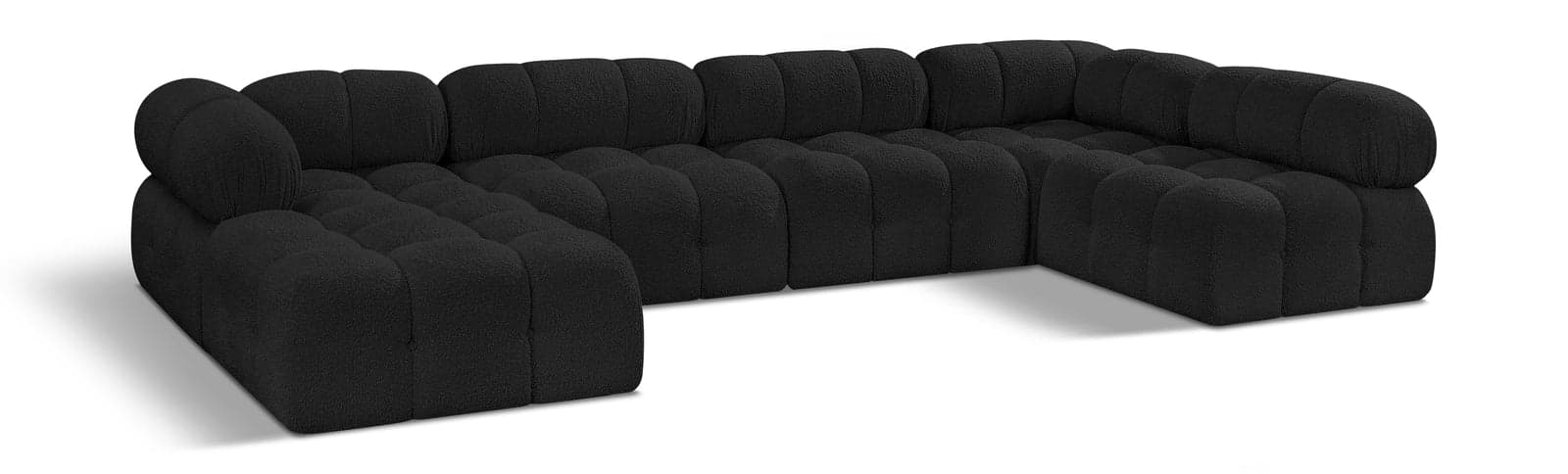 Darcy 136" Black Boucle Fabric Upholstered Sectional, 6-Piece — Vista 1 (1/3)